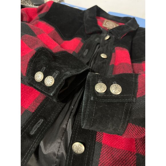 DOUBLE D RANCH Plaid Women Crop Wool Blend Jacket Red/Black size Medium - Picture 6 of 10